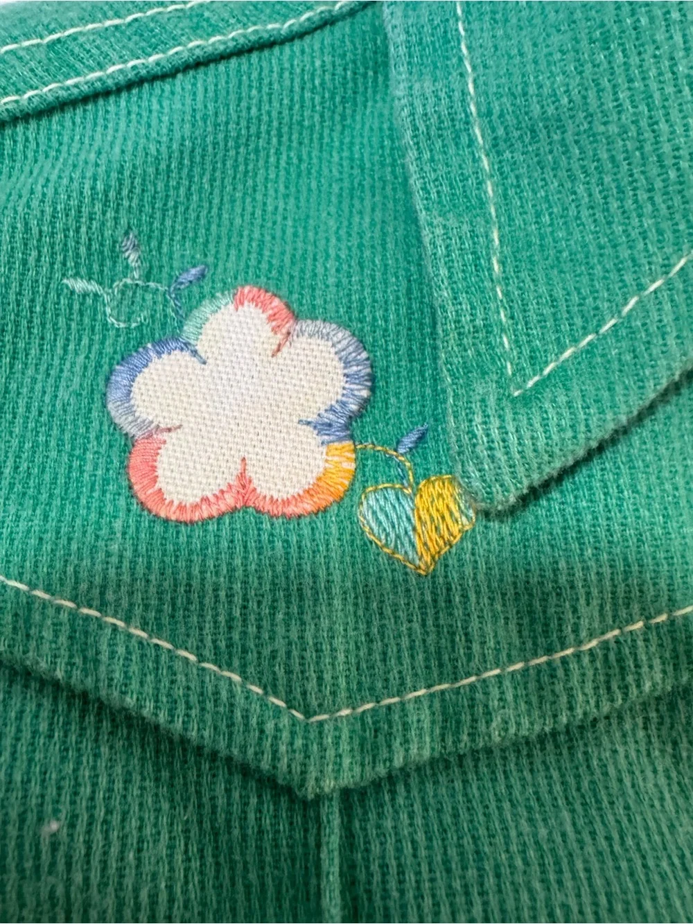 Vintage 1970s Health-tex 2T Green Embroidered Toddler Jacket USA
